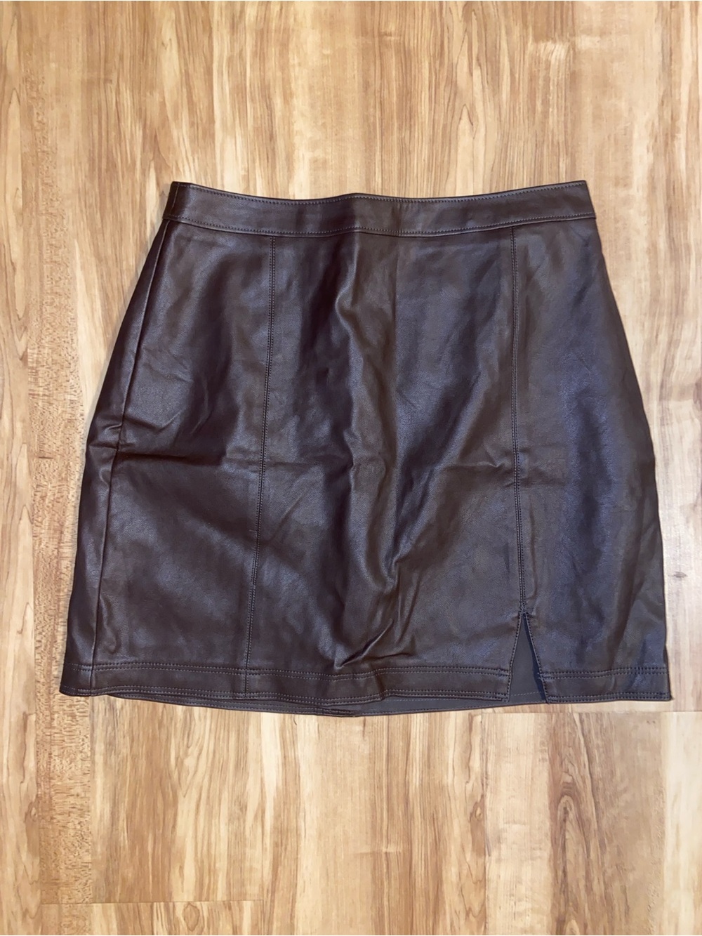 Abercrombie & Fitch Brown Faux Leather Mini Skirt